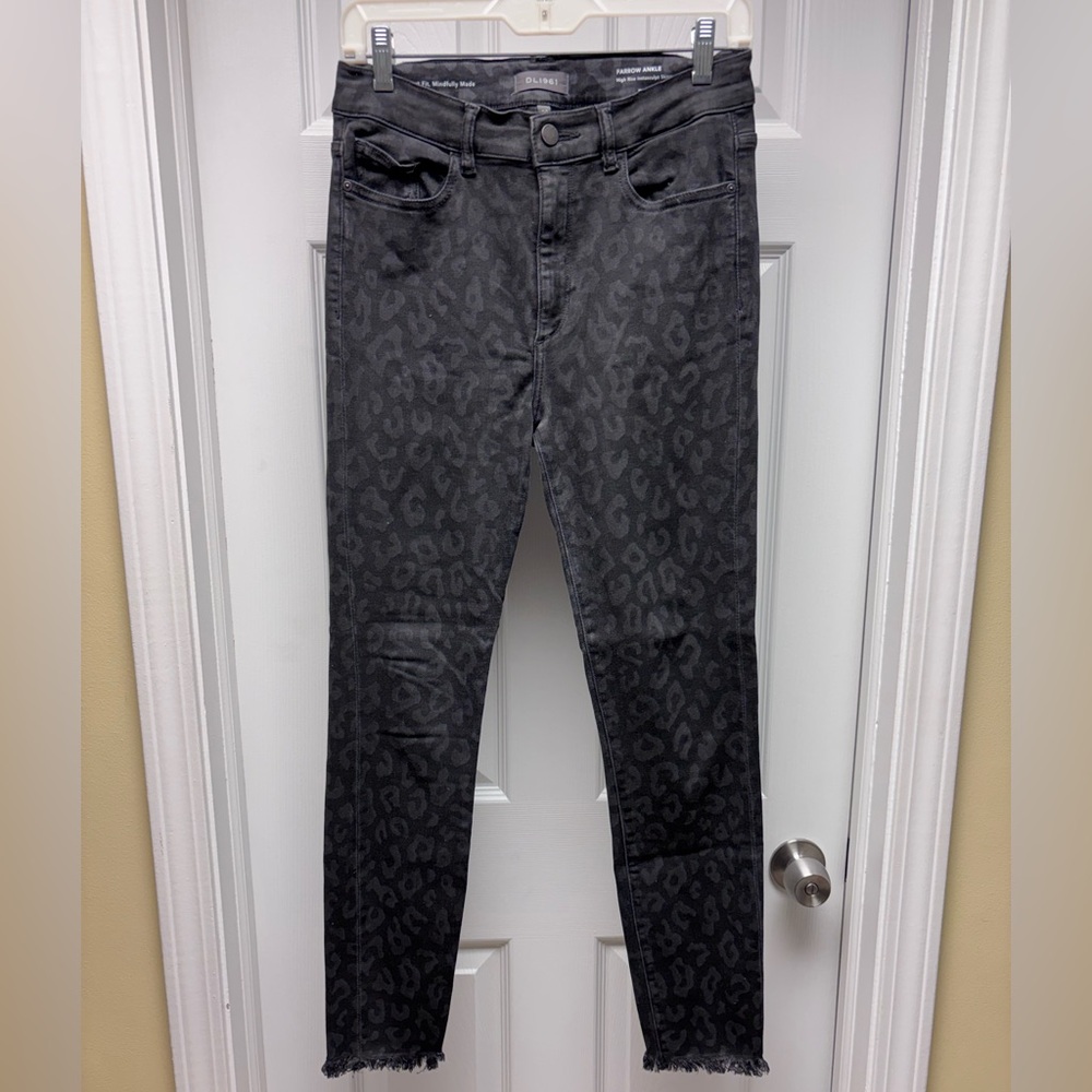 DL1961 Farrow Ankle High-Rise Instasculpt Skinny Jeans – Leopard Print Size 29